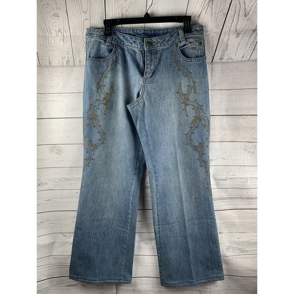 Harley Davidson Jeans Womens 10- 31/29 Embroidered Boot Cut - Picture 1 of 4